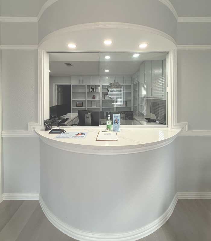 Reception area at DFW Miller Dental in Bedford